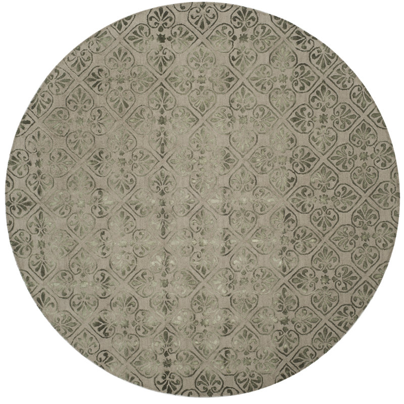 Oakton Hand Tufted Wool Floral Rug, Round 7'