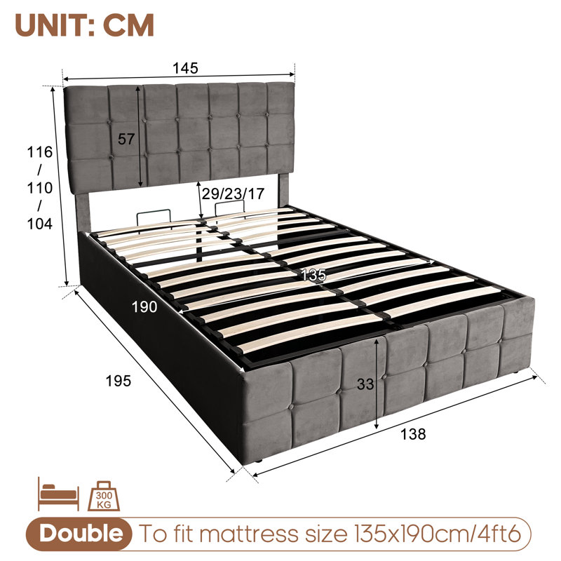 Nathniel Upholstered Ottoman Storage Bed, Grey