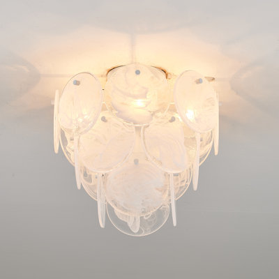 4-Light Flush Mount Glass Ceiling Light White Finish