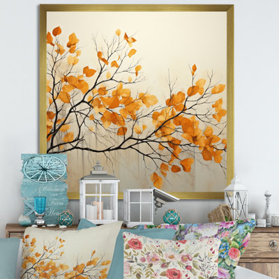 Amber Autumn Leaves - Leaves Wall Art For Living Room