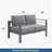 50" All-Weather Aluminum Patio Loveseat With Thick Dark Gray Cushions & Gray Frame-657312465-657312467