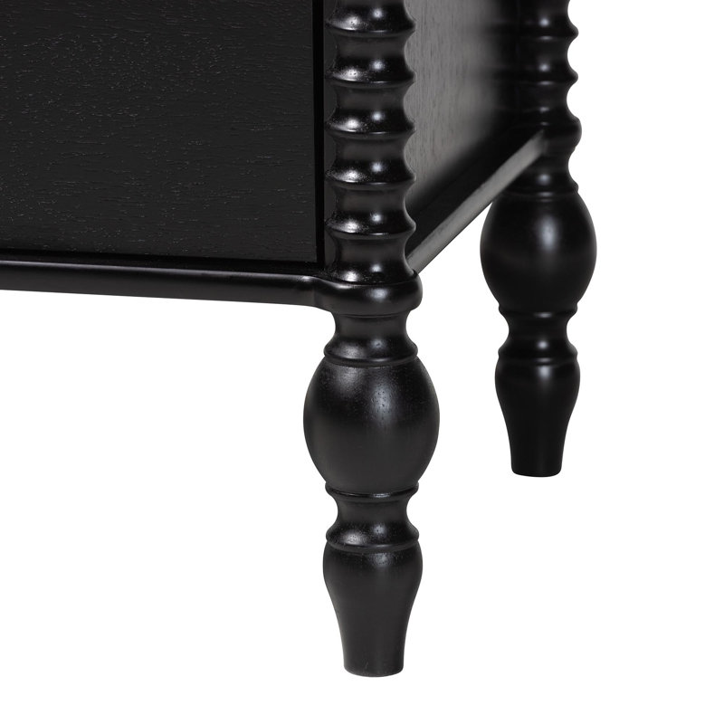 Commode horizontale à 6 tiroirs Baxton Studio Rockwell Spindle, Noir