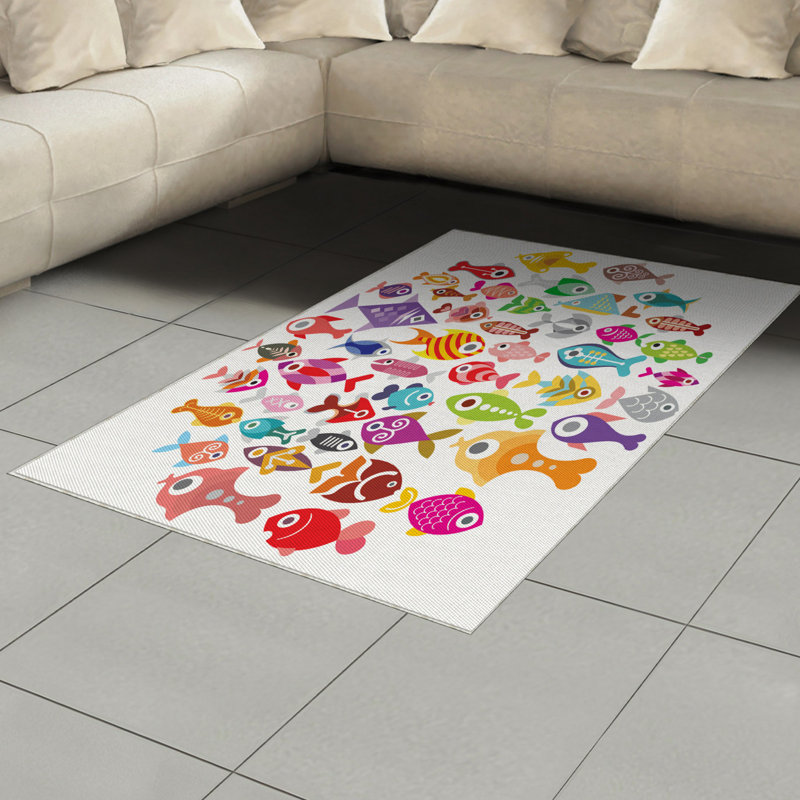 Cartoon High Density Long Fiber Poly Threads Decorative Area Rug Carpet, Rectangle 4' x 5'8"
