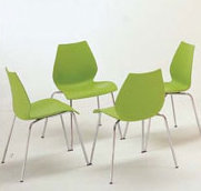 Maui Chair by Vico Magistretti, Zinc White, Chrome Steel