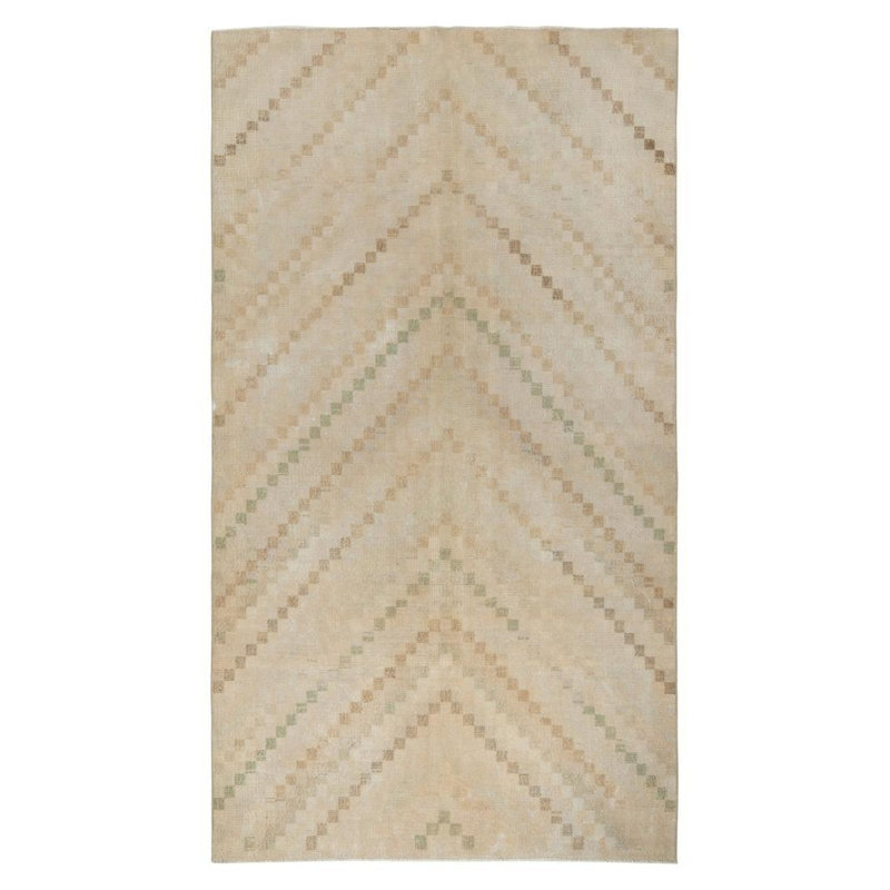 Wool Striped Area Rug in Beige