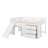 Full Size Low Loft Bed With Slide,Drawers And Doors