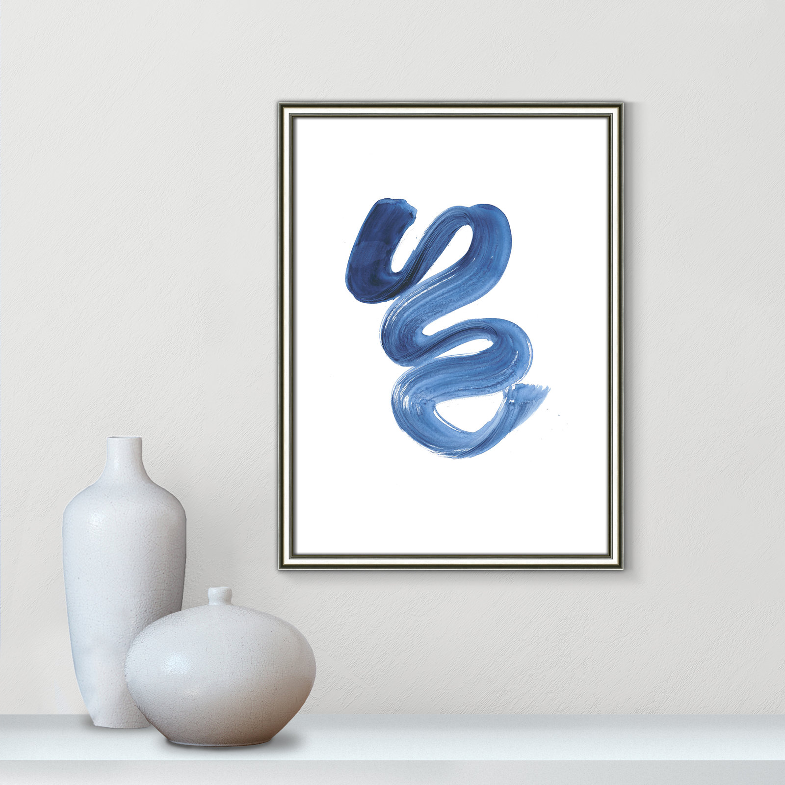 Coppola "Slinky Indigo II" Print by Filippo Ioco, 23" H x 17" W x 0.88" D, Silver Framed Paper