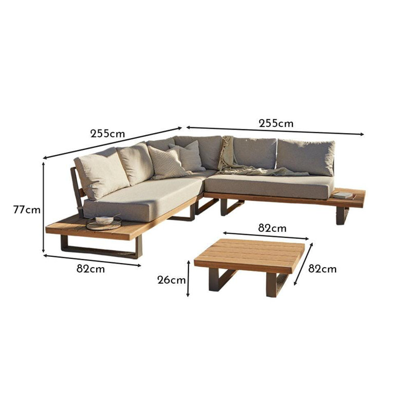 Annaleah 6 - Person Garden Lounge Set with Cushions & Parasol, Grey