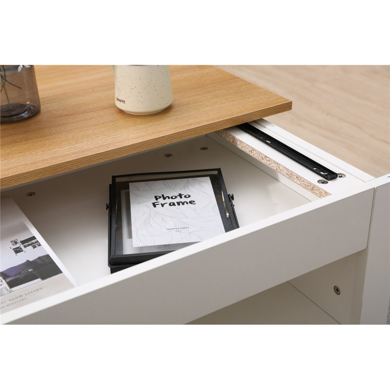 Gerli Sled Coffee Table with Storage, Oak/White