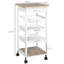 Chariot de rangement blanc avec cadre en bois massif pour épices et ustensiles
