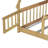 Full Size Rubber Wood Tent-shaped Floor Bed,with Guardrails,Slats and Door,Natural-806216494