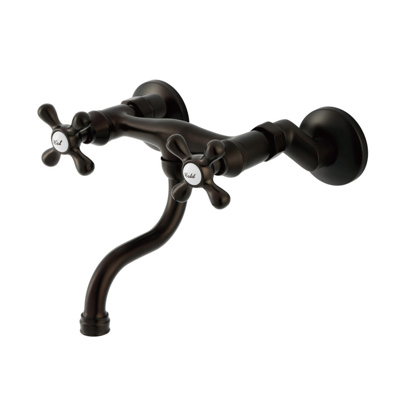 Kingston Brass Kingston Two-Handle 2-Hole Wall Mount Bathroom Faucet, Oil Rubbed Bronze
