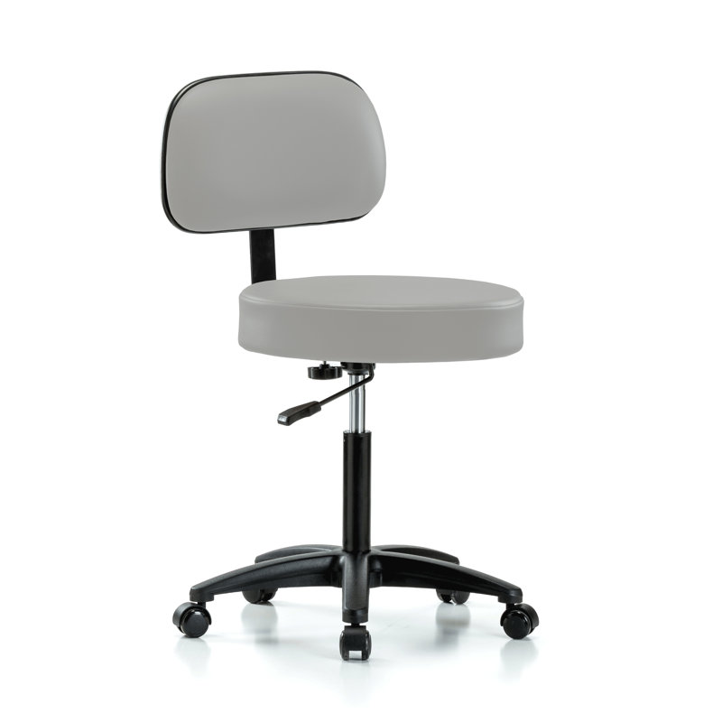 Tabouret réglable en hauteur avec dossier Lippencott PERCH Walter | Hauteur du bureau: 18,5 à 24 po, Vinyle gris, Vinyle