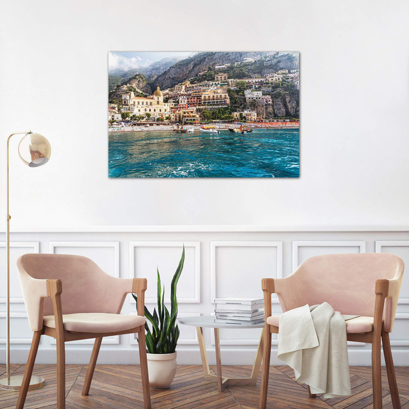 Low Angle View Of Positano From The Sea, Amalfi Coast, Campania, Italy by George Oze - Painting on Canvas, Wrapped Canvas
