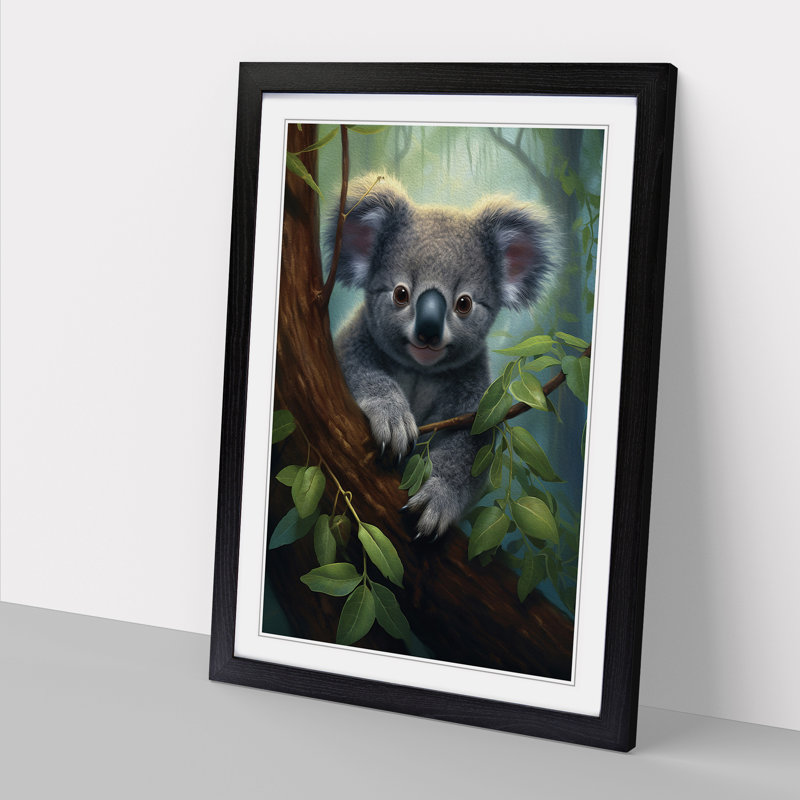 Koala Bear Symbolism - Framed Print, Black , 64cm H x 46cm W x 2cm D