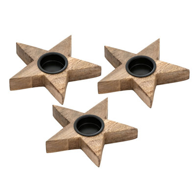 3 Piece Wood Tealight Holder Set