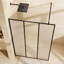 Porte de douche fixe 46 "x 72" noir mat, 3 panneaux 5 mm en verre trempé cannelé avec miroir central et film antidéflagrant