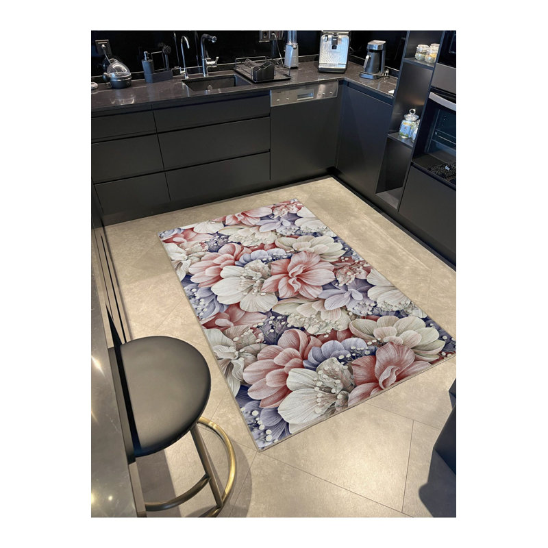 Tapis décoratif moderne multicolore lavable à la machine à motif de fleurs multicolores Gazania