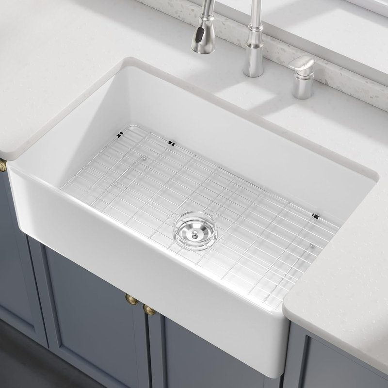 Évier de cuisine à simple cuve en céramique 33 po x 20 po x 9 po 33 po