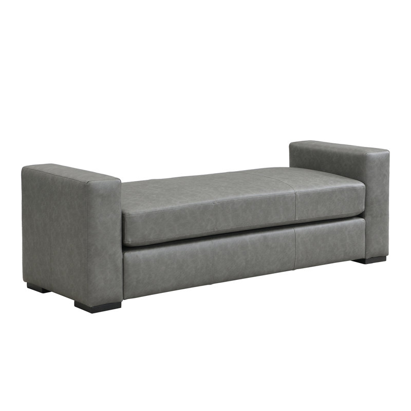 Stylish And Durable Faux Leather Ottoman, Black
