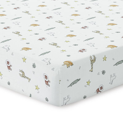 100% Cotton Muslin Crib Sheets | Soft, Breathable Fitted Crib Sheets, 1 Pack For Standard Cribs, Toddler Bed Sheets, 28x52" Crib Mattress Sheet | Animal