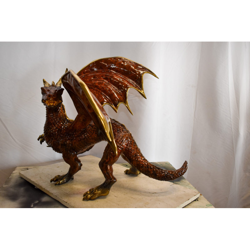 Abstract & Geometric Dragon Bronze Statue with Brown Enamel Finish 32" x 36" x 25"H