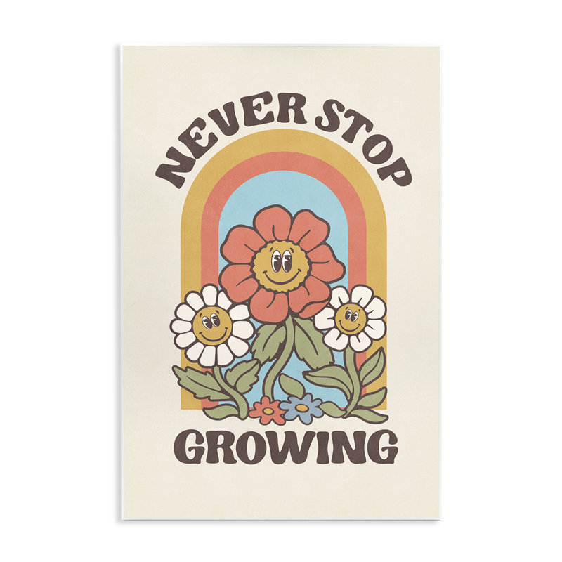 Art mural rétro «Never Stop Growing» par Nataly White, H 19 po x l 13 po