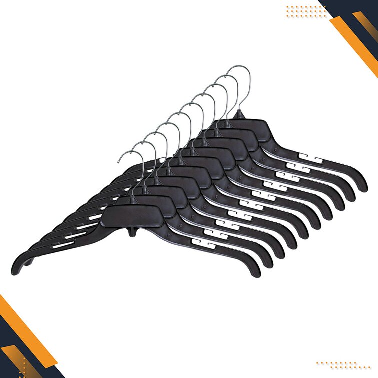 House Day Black Plastic Hangers 60 Pack, Plastic Clothes Hangers Space Saving, Sturdy Clothing Notched Hangers, Heavy Duty Coat Hangers for Closet