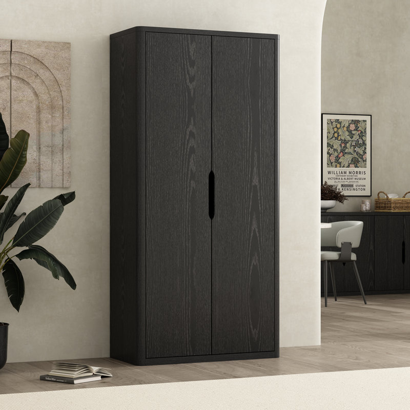Bibliothèque moderne à 5 tablettes avec portes noires H 79 "x l 38" Rivington, Noir