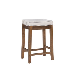 Bartonville Counter & Bar Solid Wood Backless Stool with Upholstered Seat