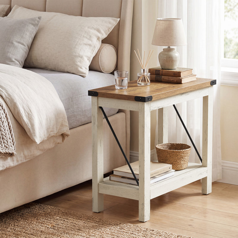 2-tier End Table, Rustic White