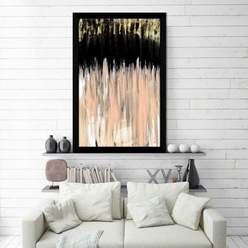 « shell beige ends », reproduction de peinture à l’acrylique encadrée, H 27,5 po x l 21,5 po x P 0,75 po