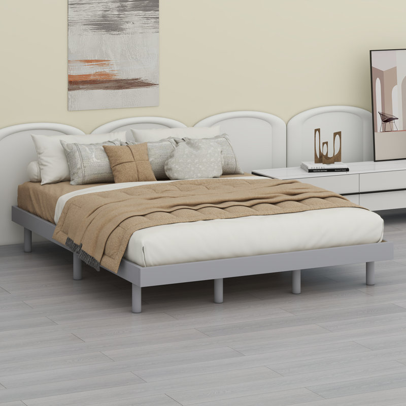 Modern Design Floating Platform Bed Frame, Grey