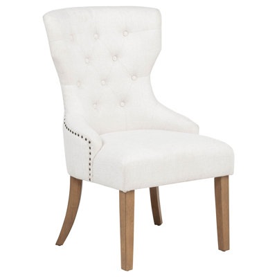 Idalou Tufted Upholstered Dining Chair Beige and Rustic Brown