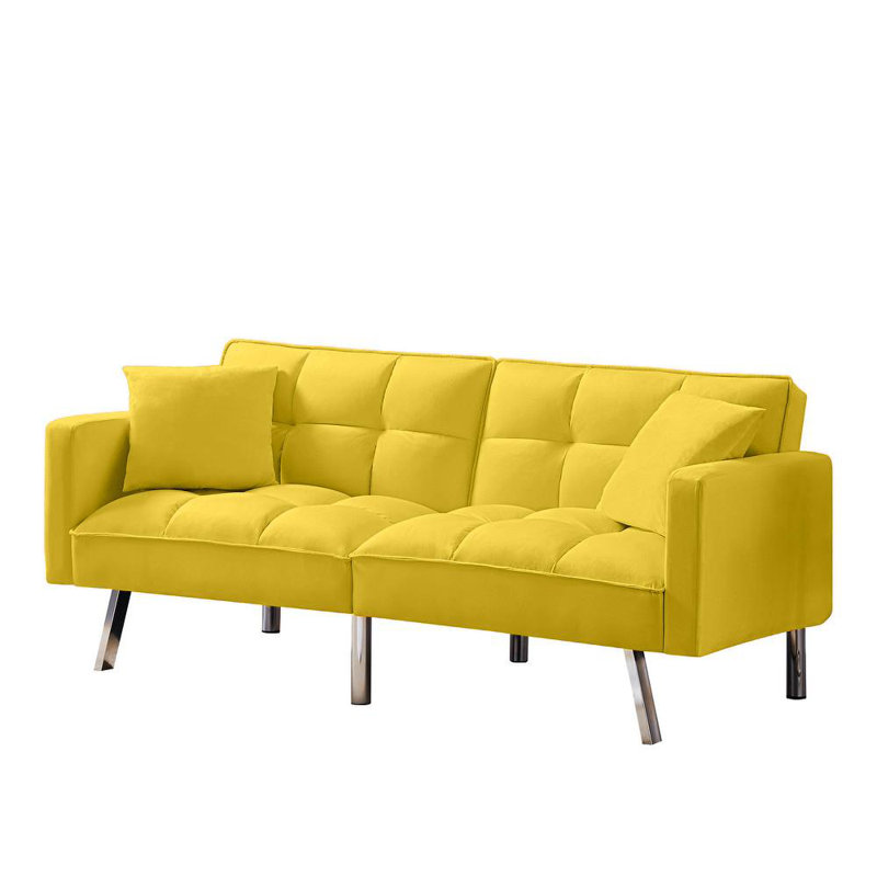 Orianna 2 Seater Velvet Sleeper, Yellow Velvet
