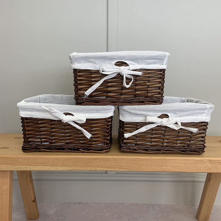 Rectangular Wicker Storage Basket with Removable Lining