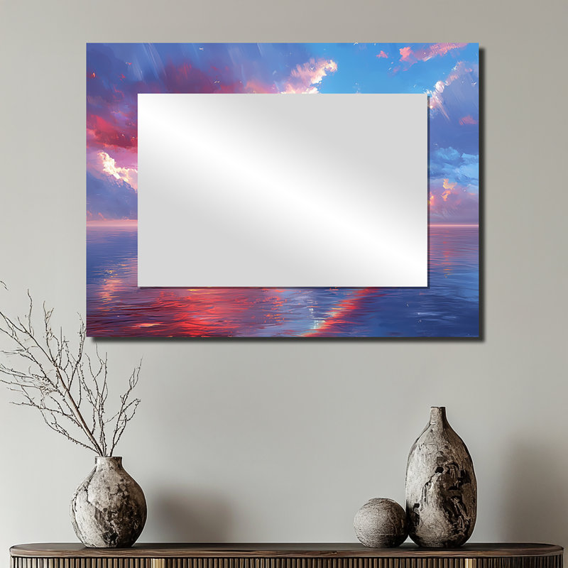 Rainbow Over The Lakeshore - Miroir mural décoratif paysages - imprimé sur métal, 24 po x 32 po