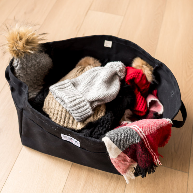 Grand bac de rangement en toile, Noir