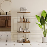 Jamisen Bookcase, Display Cabinet Curio Cabinet, Floor Standing Bookshelf, Acrylic and Wood