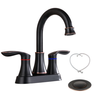 Centerset 2-handle Bathroom Faucet with Drain Assembly