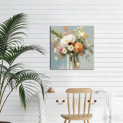 Bouquet floral pastel Airy, sans cadre, murale, 16 x 16 po