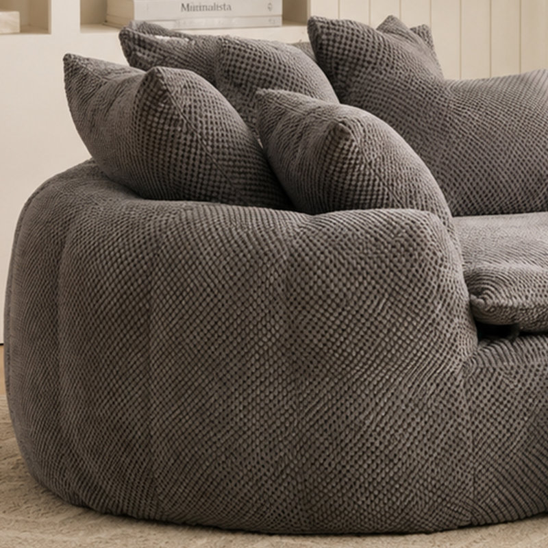 Fauteuil d'appoint surdimensionné rond 53,15 po avec repose-pieds et repose-pieds sans os, Gris