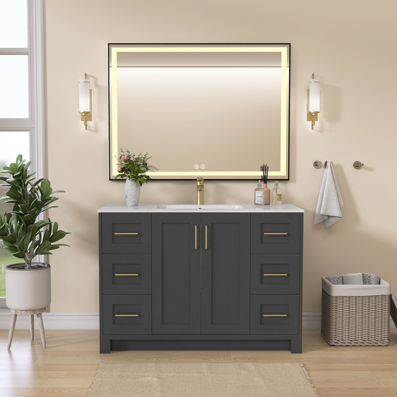 Meuble-lavabo autoportant de 48 po Bertien