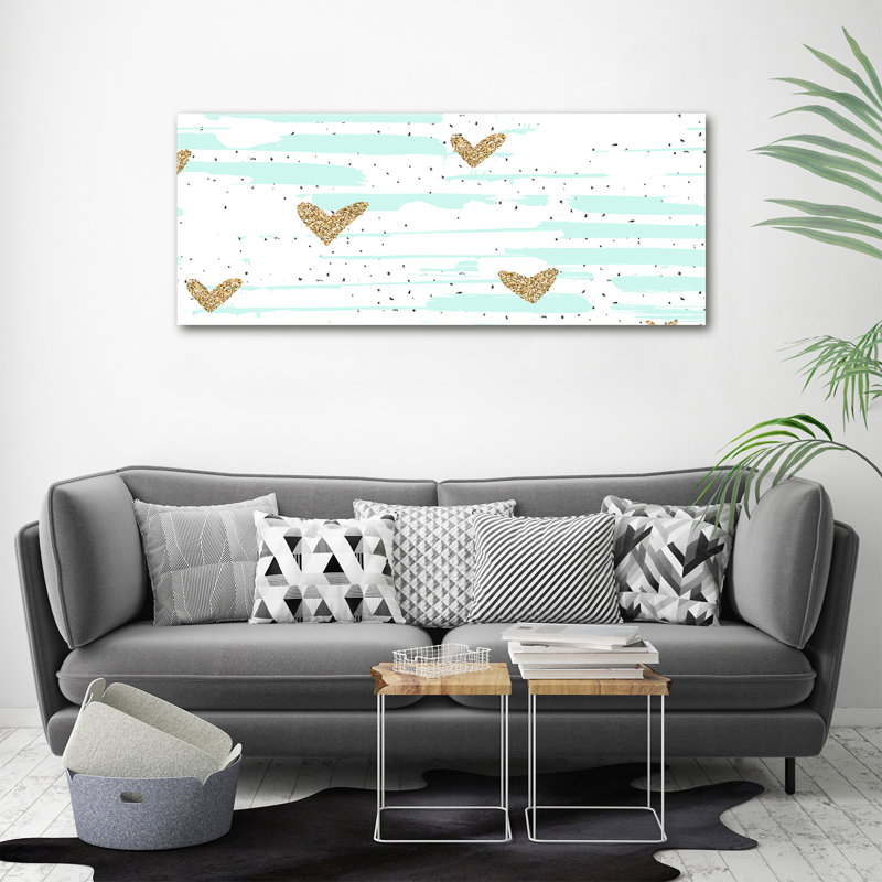 Golden Hearts Background - Wrapped Canvas Print