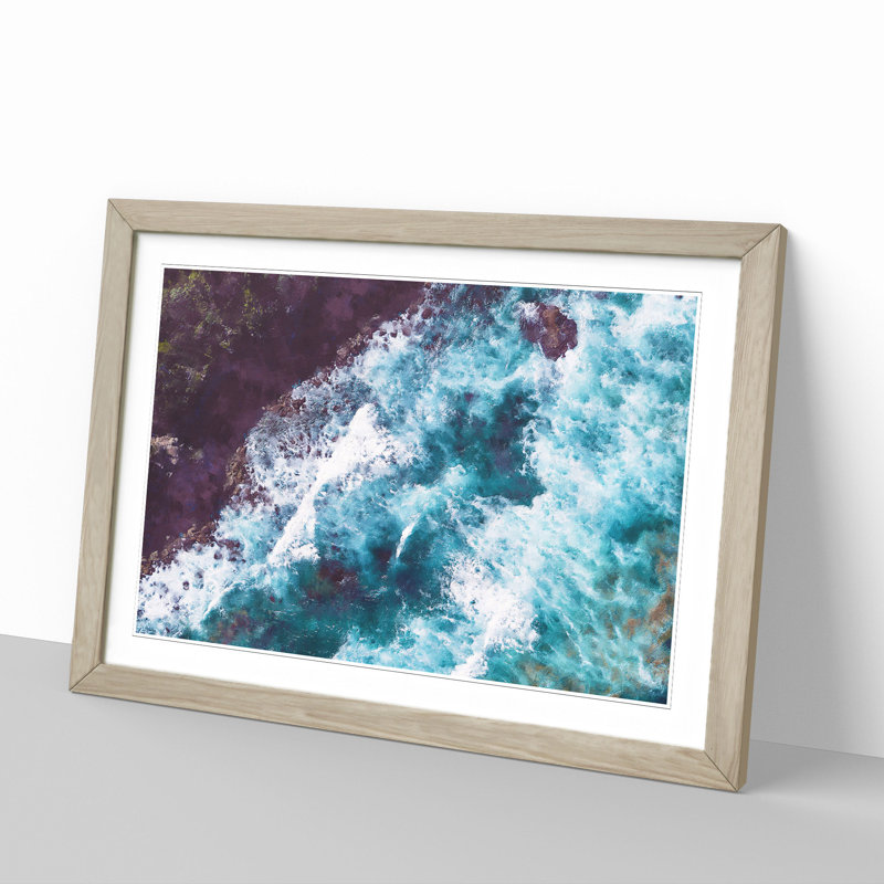 Ocean Waves in Wollongong Australia - Framed Print, 27cm H x 36cm W x 2cm D, Oak Framed