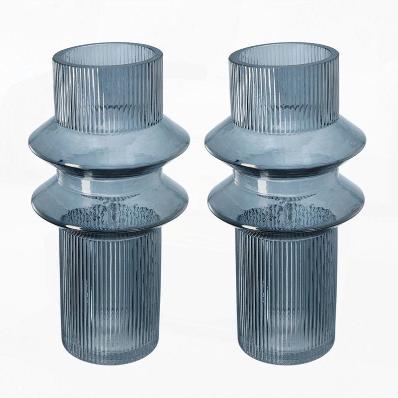 Vases d'appoint cannelés cannelés, ensemble de 2