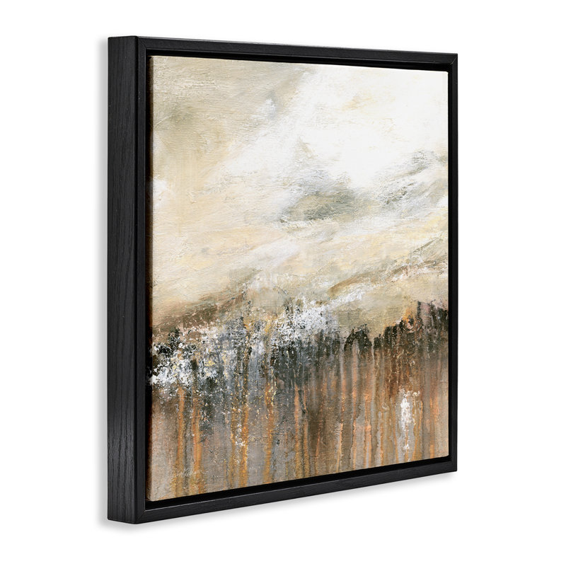 Abstrait dynamique avec motif goutte à goutte, Cadre flottant noir de jais, H 18 po x l 18 po