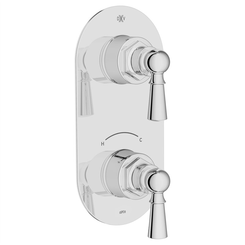 Oak Hill 2-Handle Thermostatic Slim Valve With Lever Handles, Polished Chrome