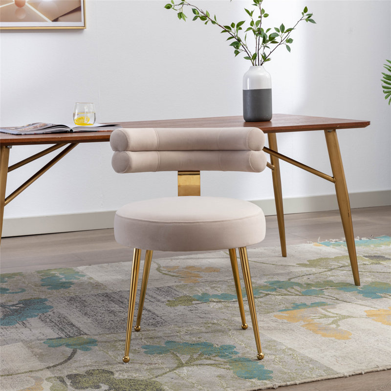 Delainee Velvet Side Chair, Beige, 1