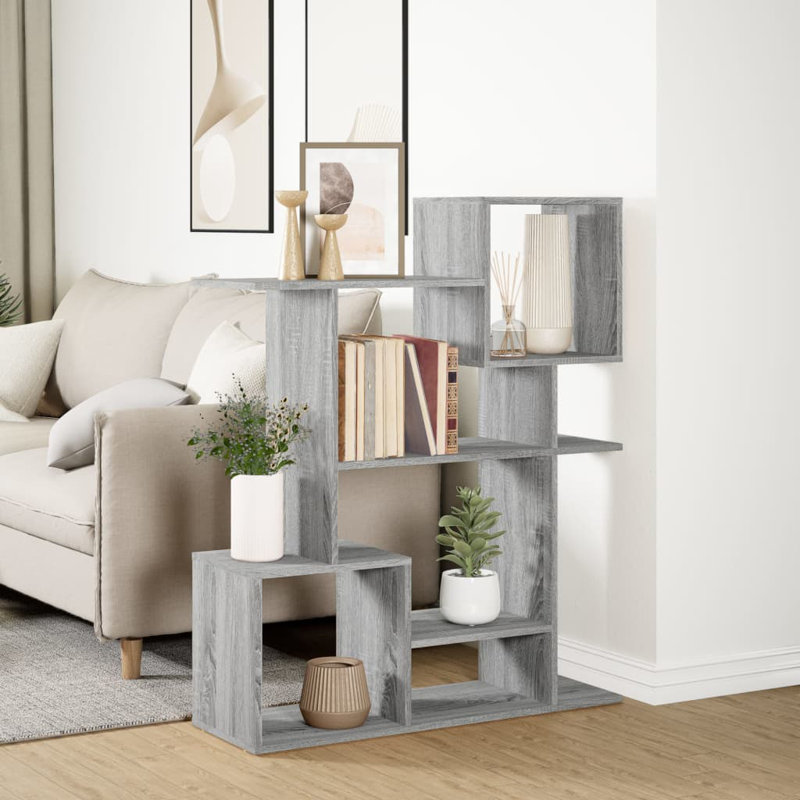 Seonna 112 cm H x 92 cm W Bookcase, Grey Sonoma
